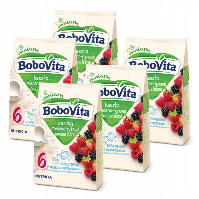 BoboVita ryžių ir pieno košė su vaisiais nuo 6 mėn, 5 x 230 g